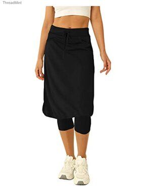 20" Knee Length Tennis Skirt with Built-in Legging Golf Skirt Skirted Legging